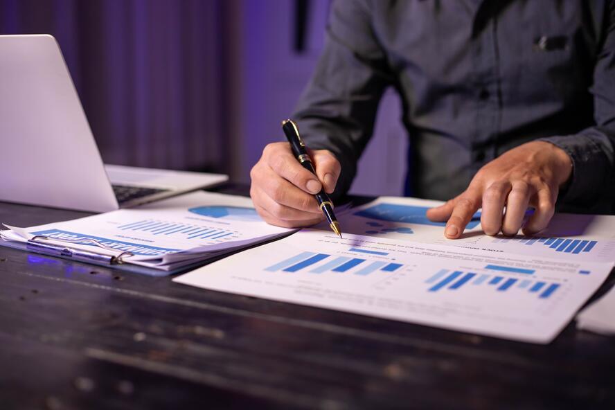 Accountant working on charts