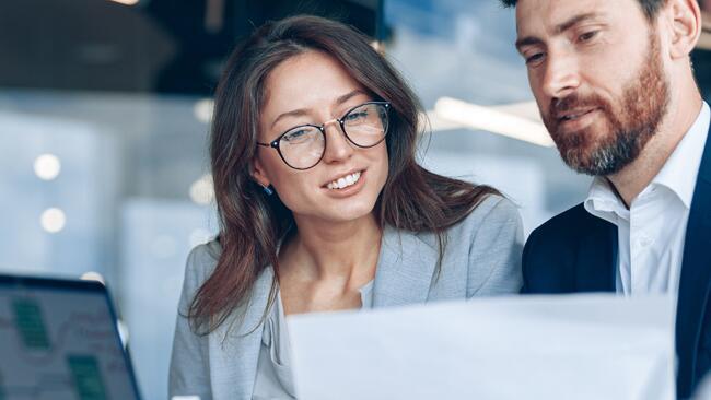 Business colleagues reviewing documents