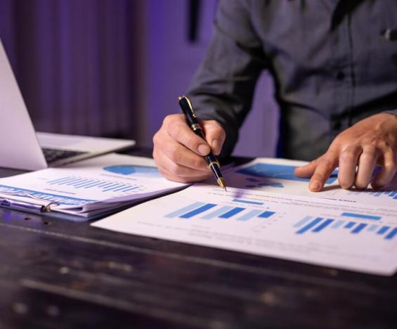 Accountant working on charts